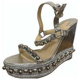 Christian Louboutin-Wedge mules-Silvery