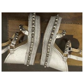 Christian Louboutin-Wedge mules-Silvery
