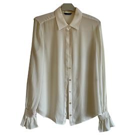 Blusa Guess Marciano de seda cor eggshell Fora de branco