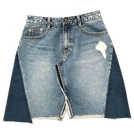 Autre Marque Falda SJYP de denim patchwork azul algodón Azul