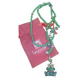 Braccialini-Collar de cristal Braccialini con rana-Verde