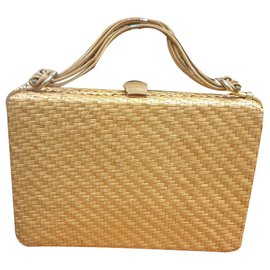 Palha e bolsa de couro Rodo Bege Amarelo