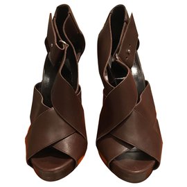 Hermès-Sandals-Dark brown