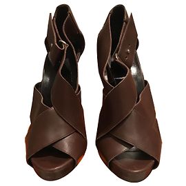 Hermès Spartan leather sandals dark brown Dark brown