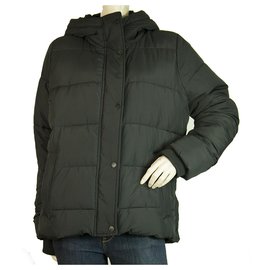 Abercrombie & Fitch-Abercrombie & Fitch Black Puffer Quilted Hooded Rainproof Jacket size L-Black