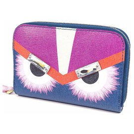 Fendi-FENDI bag Bugs card case coin case Womens coin case 8M0313 4CF F044Z blue x purple-Blue,Purple