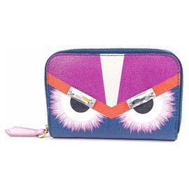 Fendi-FENDI bag Bugs card case coin case Womens coin case 8M0313 4CF F044Z blue x purple-Blue,Purple