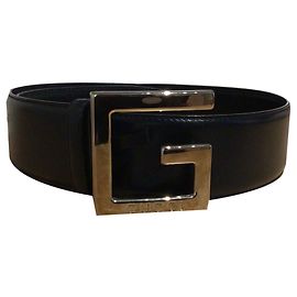 Gucci Belt capital G; silver Silvery Navy blue