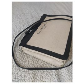 Balenciaga-Balenciaga crossbody canvas bag-Black,White