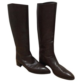Jil Sander-Chocolate brown boots-Chocolate