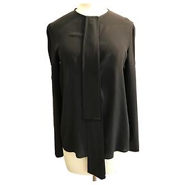 Blusa Givenchy de seda preta com laço Preto