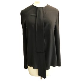 Camicetta Givenchy in seta nera con fiocco Nero