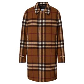 Burberry-burberry lined-faced Check Wool Car Coat-Brown,Dark brown