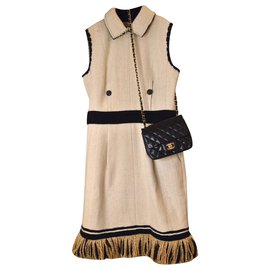 Chanel-Robe en soie et cachemire Collectors-Beige