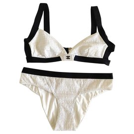 Chanel Trajes de baño Negro Blanco