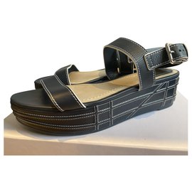 Dior Navy Blue Lambskin Leather Sandals Navy blue