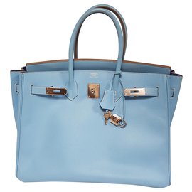 Hermès-Birkin 35  Candy celeste-Azul,Azul claro