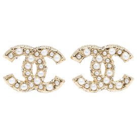 Chanel-DIAMANTES E PÉROLAS DOURADOS CC-Dourado