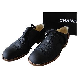 Derby CHANEL in tela spessa p38,5 condizioni perfette + scatola Blu navy