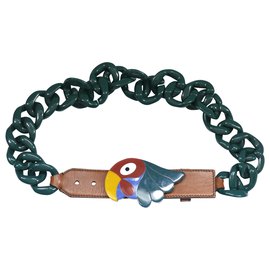Prada SS05 Parrot Belt Dark green