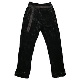 Ann Demeulemeester Black Silk Viscose Hammered Velvet Effect Pants Black
