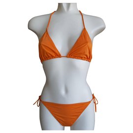 Guess-Bikini Guess naranja con logo de strass-Naranja