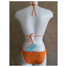Guess-Bikini Guess naranja con logo de strass-Naranja