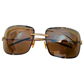 Occhiali da sole aviator D&G in metallo oro D'oro