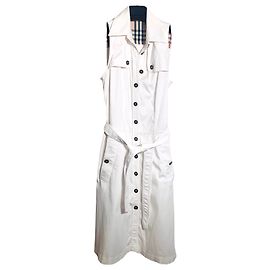Vestido branco sem mangas de algodão Burberry Branco