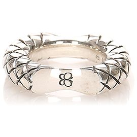 Bottega Veneta Silver Intrecciato Silver Ring Silvery
