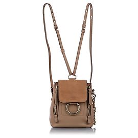 Chloé Chloe Brown Mini Faye Leather Backpack Brown Light brown