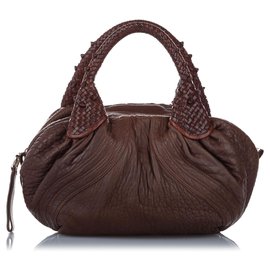 Fendi-Fendi Brown Spy Leather Handbag-Brown