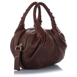 Fendi-Fendi Brown Spy Leather Handbag-Brown