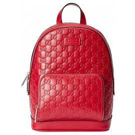 Gucci Signature Backpack Red Leather Red