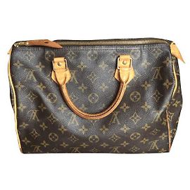 Louis Vuitton Speedy 30 Borsa a mano marrone tela e pelle Castagno