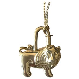Hermès-Autentico lucchetto vintage "Gold Tone Africa Lion" in edizione limitata-D'oro