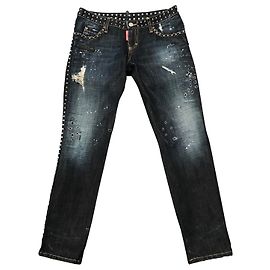 Jean droit Dsquared2 bleu coton et lin Bleu