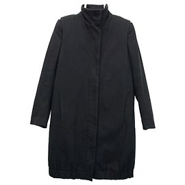 HELMUT LANG Lightweight Felt Wool Dark Grey Stretch Coat Dark grey
