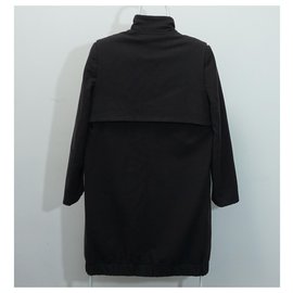 Helmut Lang-HELMUT LANG Cappotto elasticizzato grigio scuro in feltro di lana leggera-Grigio antracite
