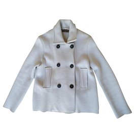 Autre Marque Alpha Studio Merino Wool Pea Coat Beige Beige