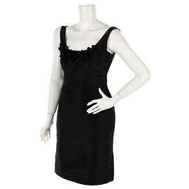 Max Mara Robe midi d'été ajustée en coton italien noir Noir