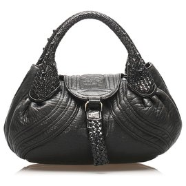 Fendi-Fendi Black Spy Leather Handbag-Black
