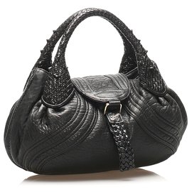 Fendi-Fendi Black Spy Leather Handbag-Black