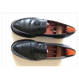 JM Weston-J.M. WESTON - BLACK LEATHER LOAFER-Black