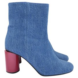 Acne Althea Denim Ankle Boots Blue