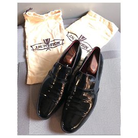 JM Weston-J.M. WESTON - BLACK VARNISHED LOAFER-Black