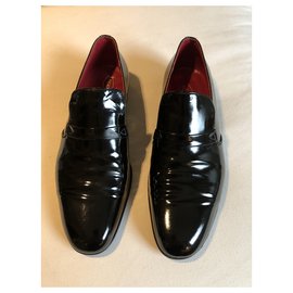JM Weston-J.M. WESTON - BLACK VARNISHED LOAFER-Black