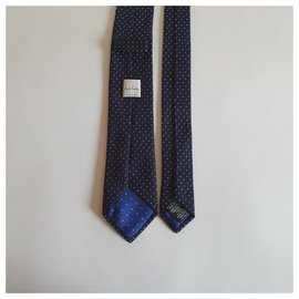Paul Smith-Paul Smith corbata de seda azul marino oscuro con lunares-Azul marino