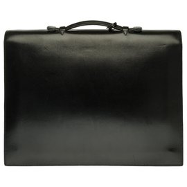 Hermès-Splendid Hermès Dispatch bag in black box leather customized with black crocodile-Black
