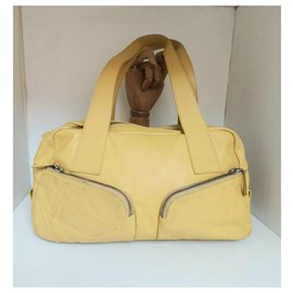 Krizia-Krizia yellow leather shoulder bag-Yellow